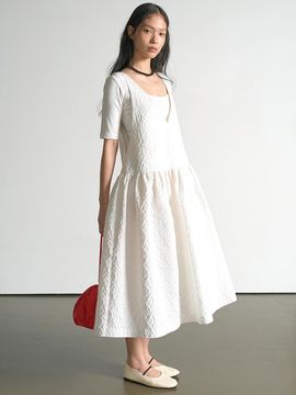 UIJI Jacguard Volume Dress [White]