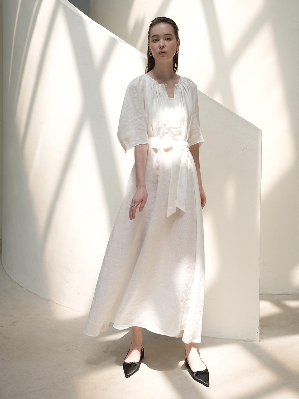 UIJI Jacquard Bellona Maxi Dress White