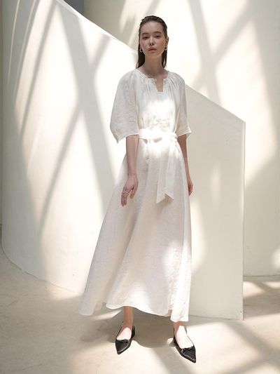 UIJI Jacquard Bellona Maxi Dress White