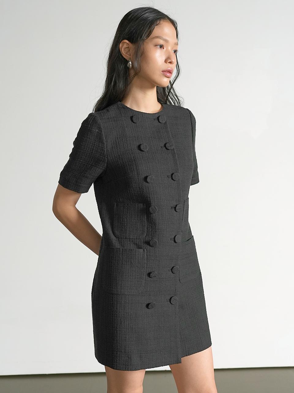 UIJI Linen Tweed Dress [Black]
