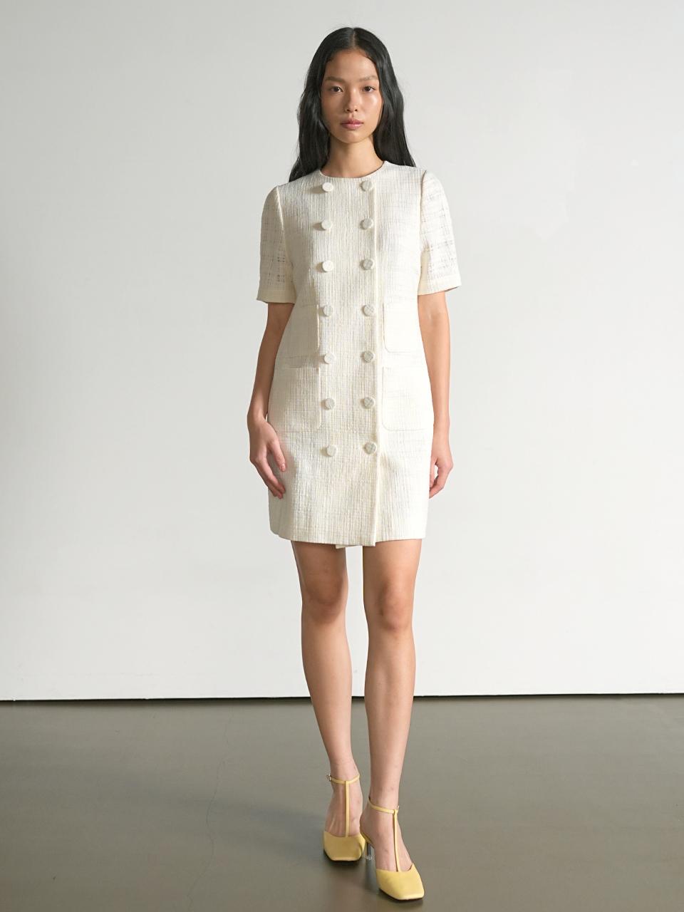 UIJI Linen Tweed Mini Dress [Ivory]
