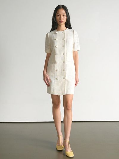 UIJI Linen Tweed Mini Dress [Ivory]