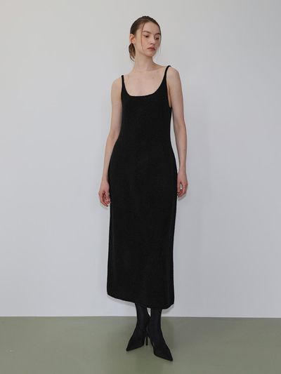 UIJI long slip dress Black