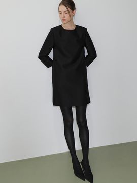 UIJI Mikado wool silk mini dress BLACK