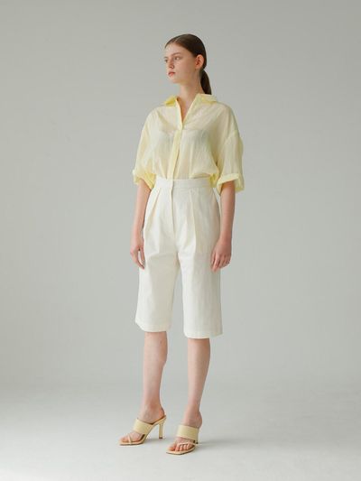 UIJI Pleated Knee Length Pants_Beige