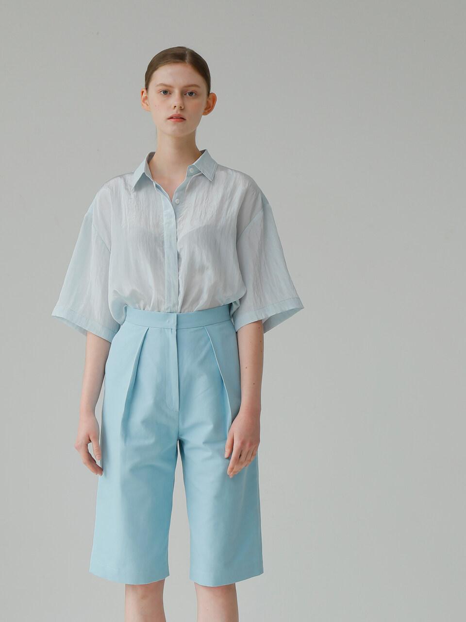 UIJI Pleated Knee Length Pants_Sky Blue