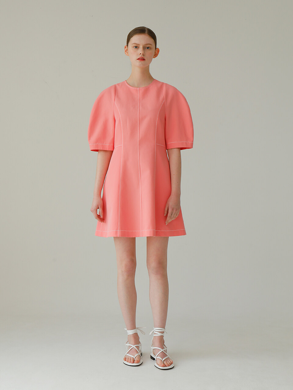 UIJI Puff Sleeve Mini Linen Dress (2 Colors)