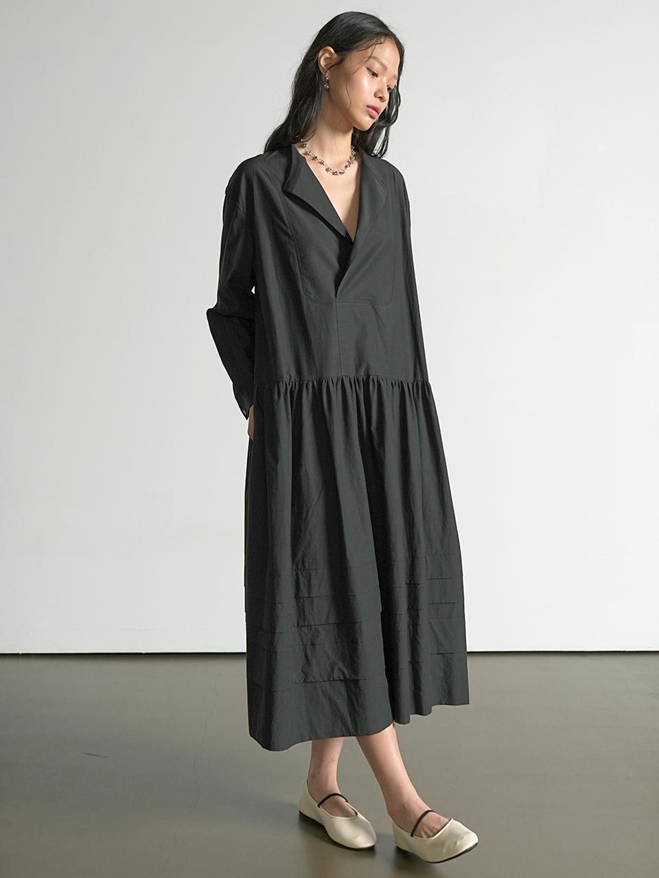 UIJI Shirt Long Dress [Black]