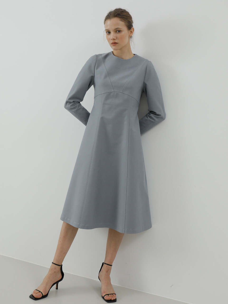 UIJI Stitch Midi-Dress_Blue