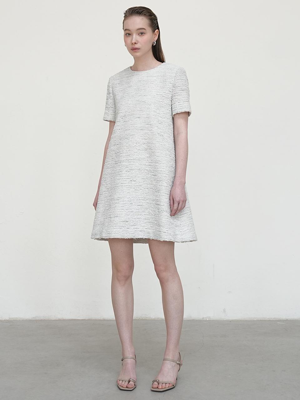 UIJI Tweed A-line Short sleeve Dress