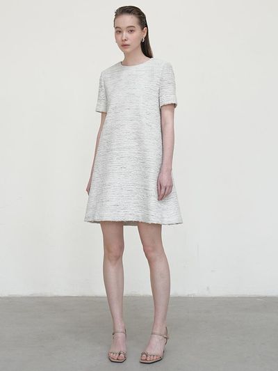 UIJI Tweed A-line Short sleeve Dress