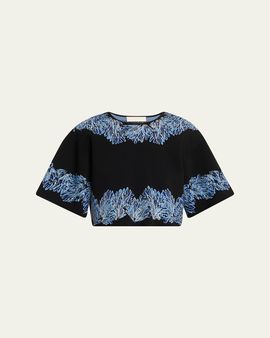 Ulla Johnson Alara Short-Sleeve Jacquard Knit Top