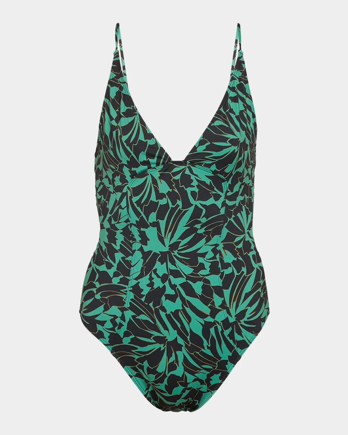 Ulla Johnson Alba Deep V One-Piece Swimsuit