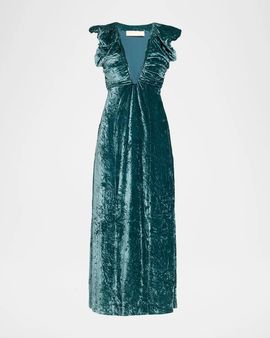 Ulla Johnson Astra Velvet V-Neck Dress