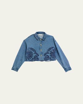 Ulla Johnson Bobbi Embroidered Denim Jacket