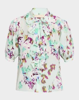 Ulla Johnson Camellia Short-Sleeve Silk Blouse