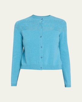 Ulla Johnson Cassia Pointelle Knit Crewneck Cardigan