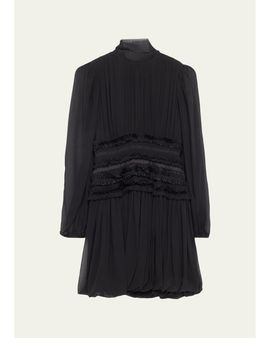 Ulla Johnson Celestine Long-Sleeve Mini Silk Dress