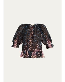 Ulla Johnson Elise Short-Sleeve Silk Blouse