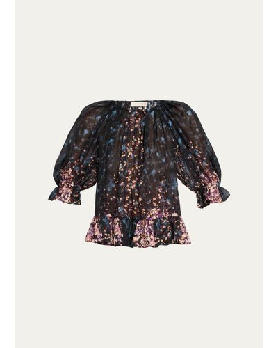 Ulla Johnson Elise Short-Sleeve Silk Blouse