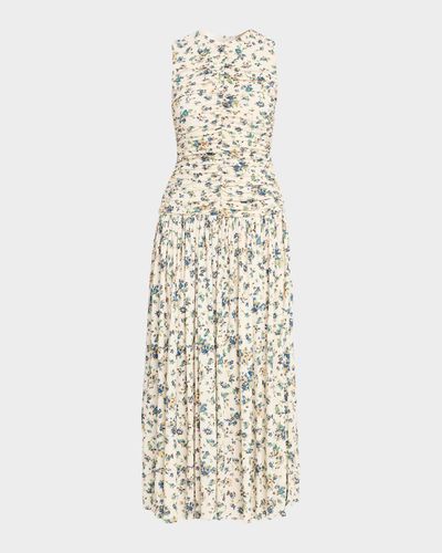 Ulla Johnson Elora Ruched Floral Jersey Midi Dress