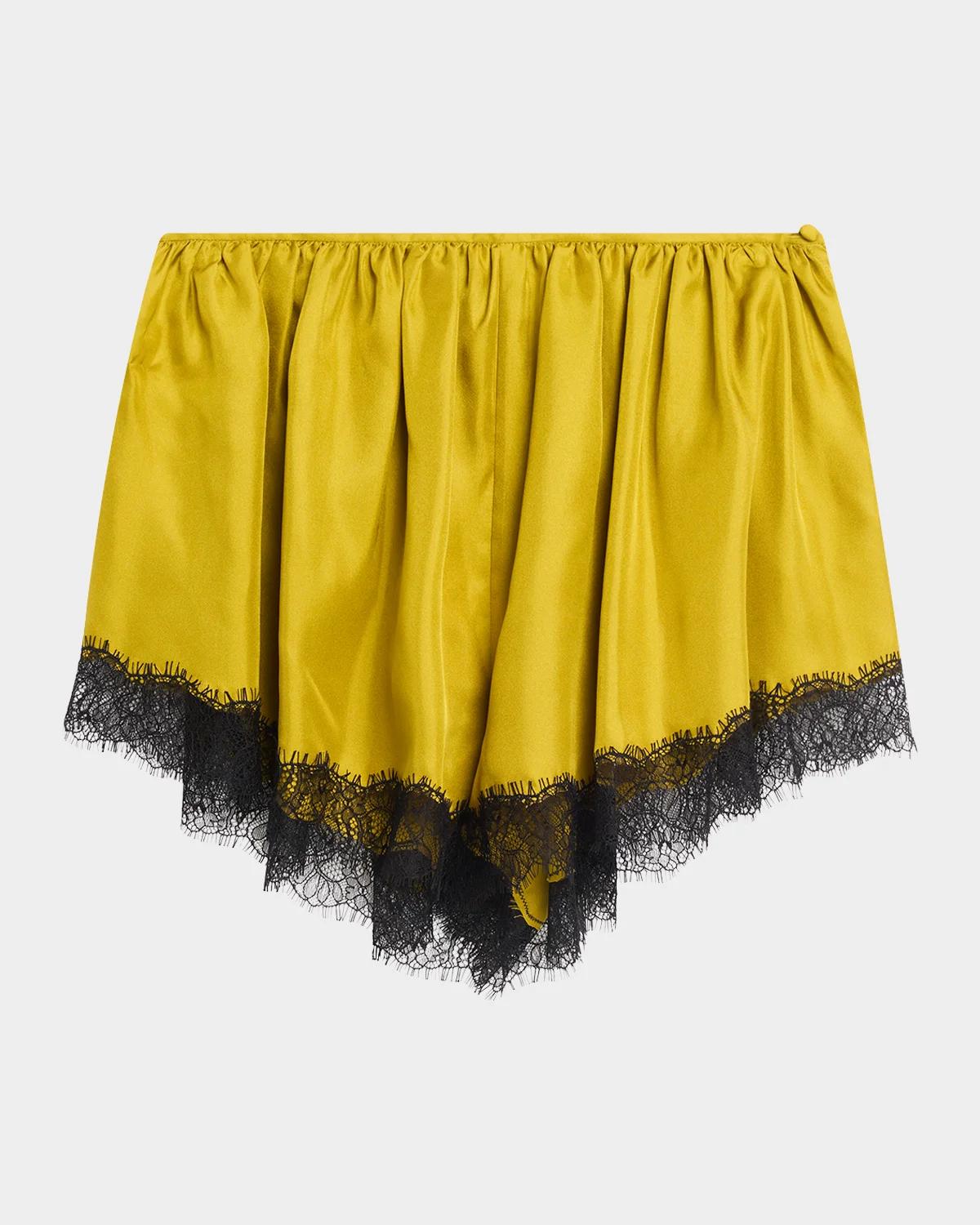 Ulla Johnson Georgina Lace-Trim Silk Shorts