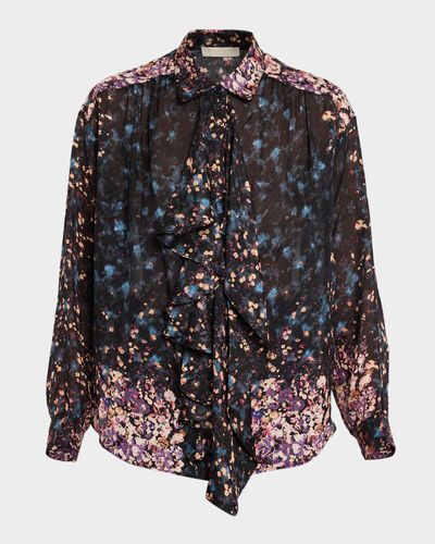 Ulla Johnson Gesture Floral Silk Ruffle Blouse