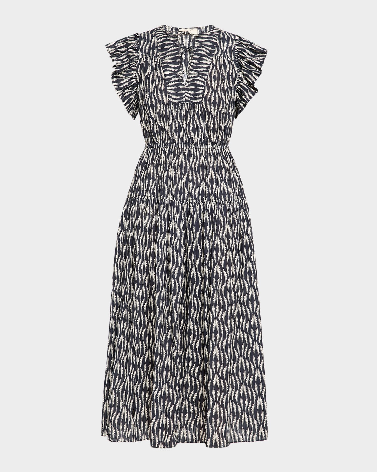 Ulla Johnson Kairi Printed Flutter-Sleeve Midi Dress
