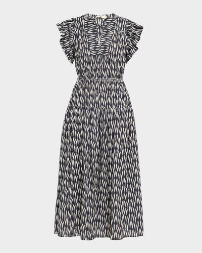 Ulla Johnson Kairi Printed Flutter-Sleeve Midi Dress