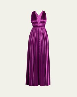 Ulla Johnson Lena Pleated Satin Gown