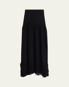 Ulla Johnson Leona Crochet Drop-Waist Midi Skirt