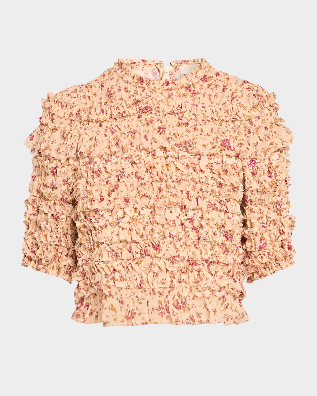 Ulla Johnson Mabel Short-Sleeve Silk Top