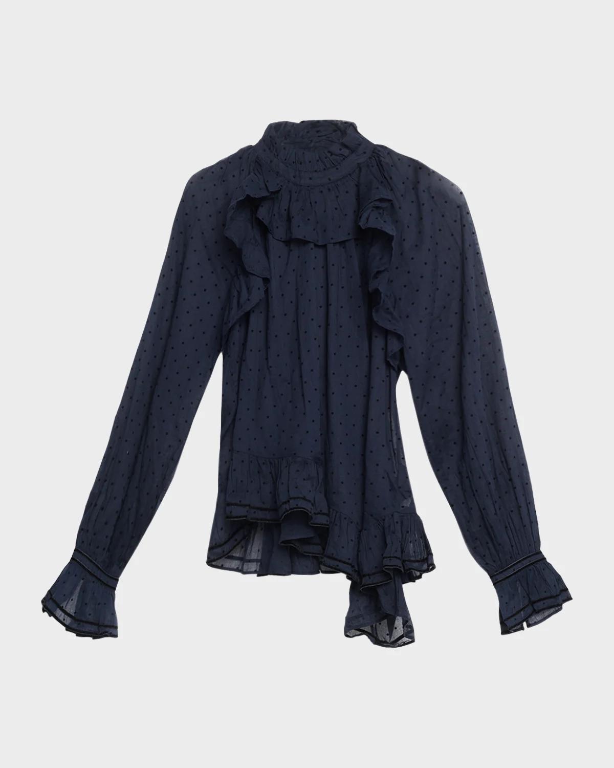 Ulla Johnson Marcella Long-Sleeve Asymmetric Cotton Blouse