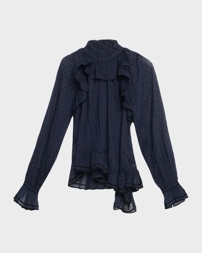 Ulla Johnson Marcella Long-Sleeve Asymmetric Cotton Blouse