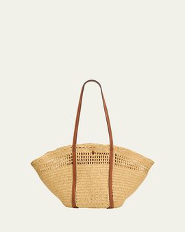 Ulla Johnson Marina Raffia Leather-Trim Tote Bag