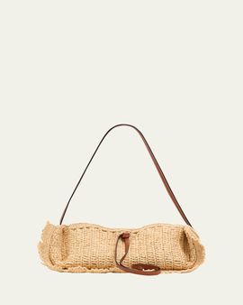 Ulla Johnson Marina Raffia Scalloped Leather-Trim Shoulder Bag