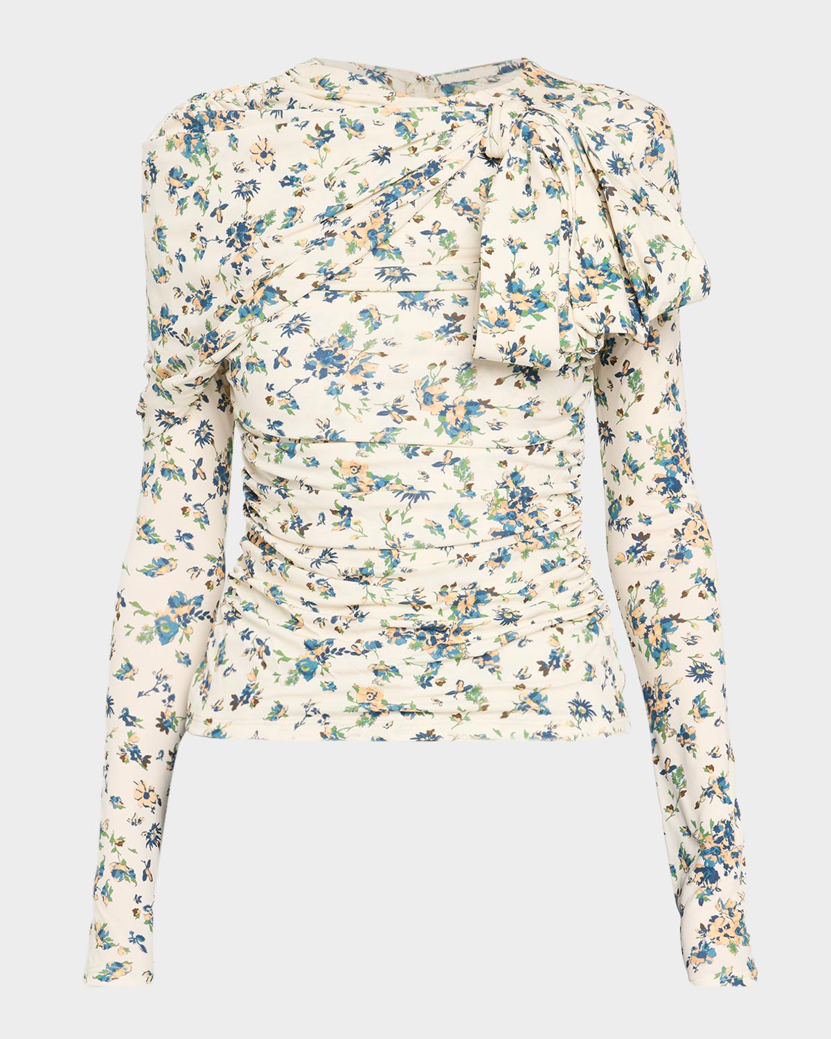 Ulla Johnson Neema Printed Draped Jersey Top