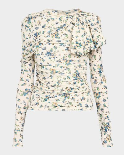 Ulla Johnson Neema Printed Draped Jersey Top