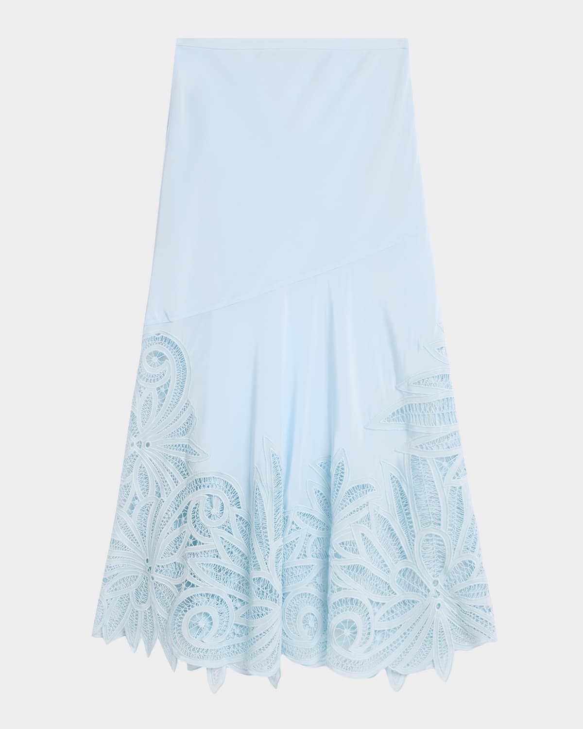 Ulla Johnson Oona Lace Appliqué Silk Midi Skirt
