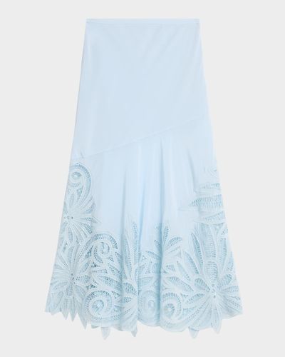 Ulla Johnson Oona Lace Appliqué Silk Midi Skirt