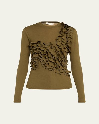 Ulla Johnson Polina Ruffled Jersey Long-Sleeve Top