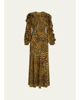 Ulla Johnson Sabrina Long-Sleeve Silk Maxi Dress