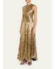 Ulla Johnson Sleeveless Metallic Plisse Drop-Waist Gown - 2