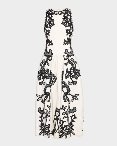 Ulla Johnson Sonali Embroidered Drop-Waist Midi Dress