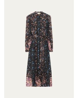Ulla Johnson Tessa Floral Silk Midi Shirtdress