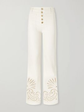ULLA JOHNSON The Lou broderie anglaise mid-rise straight-leg jeans