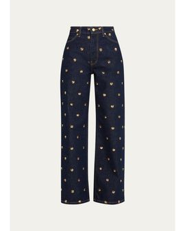 Ulla Johnson The Willow Embellished Wide-Leg Jeans