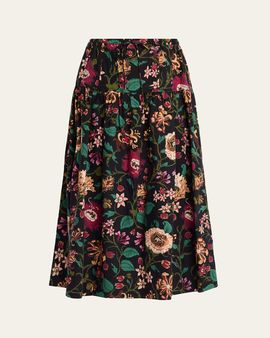 Ulla Johnson Theodora Floral Drawstring Midi Skirt