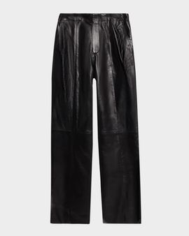 Ulla Johnson Tullia Leather Straight-Leg Trousers