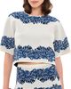 Ulla Johnson Ulla Johnson Alara Short Sleeve Knit Jacquard Top Lapis - 1